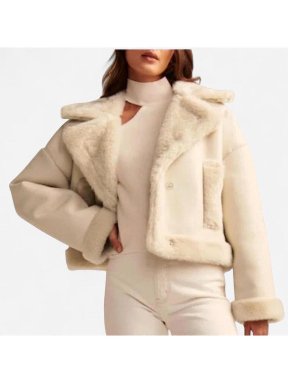 Abercrombie & Fitch Women's Cream and Tan Jacket